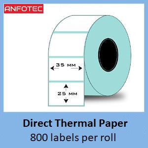 35mm x 25mm - Direct Thermal Paper -  3 rolls